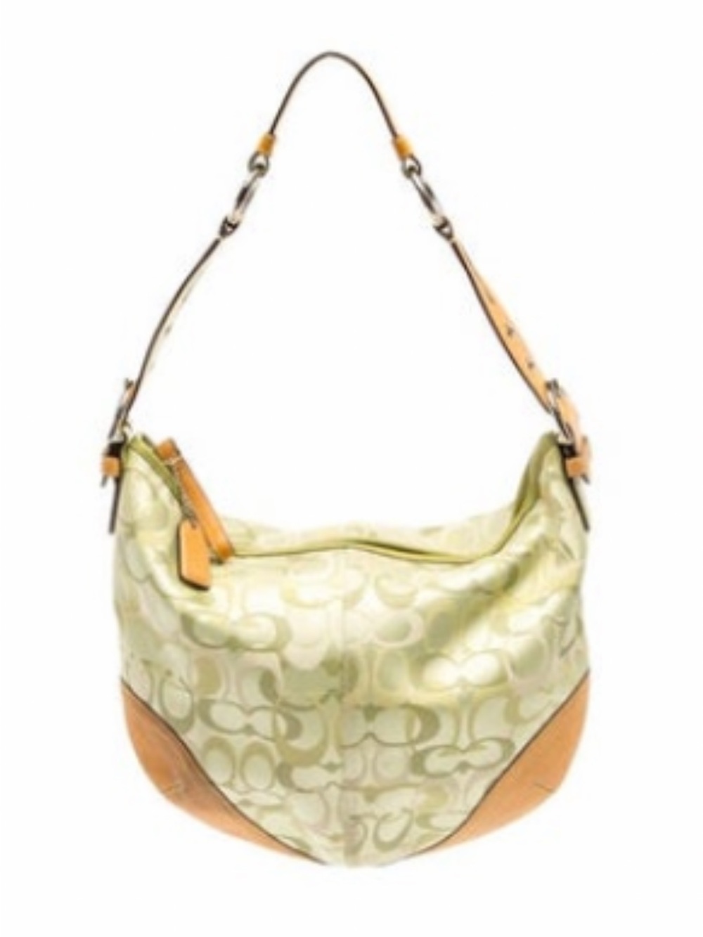 Coach Pale Green Signature Hobo with Tan Trim